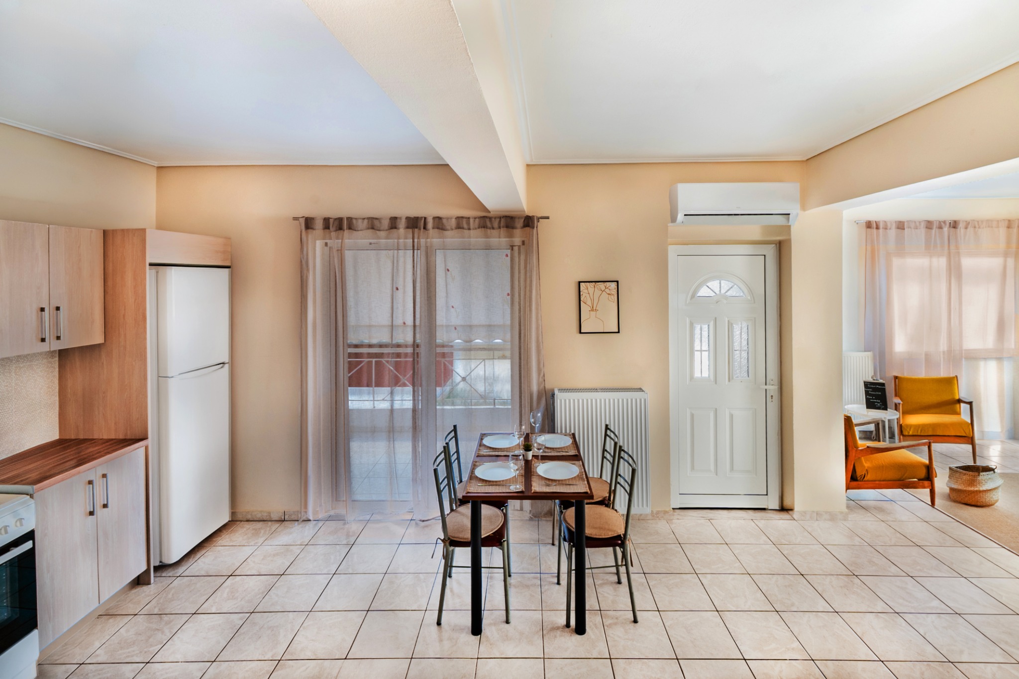 Living room and dining area